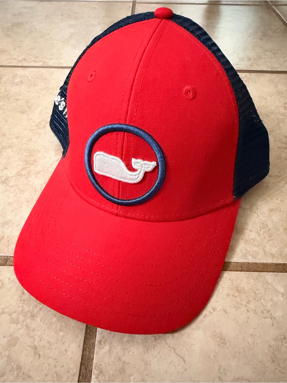 NWT Vineyard Vines Red & Navy Whale Logo Trucker Hat